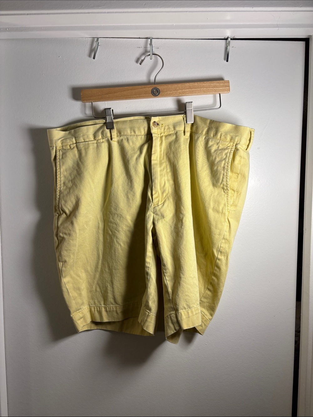 Ralph Lauren Polo Light Yellow Flat-Front Cotton Shorts